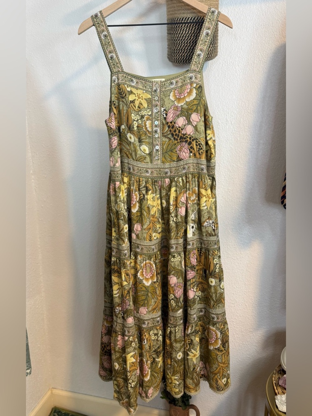 Spell Jungle Midi Sundress Size Medium Khaki - Picture 8 of 15